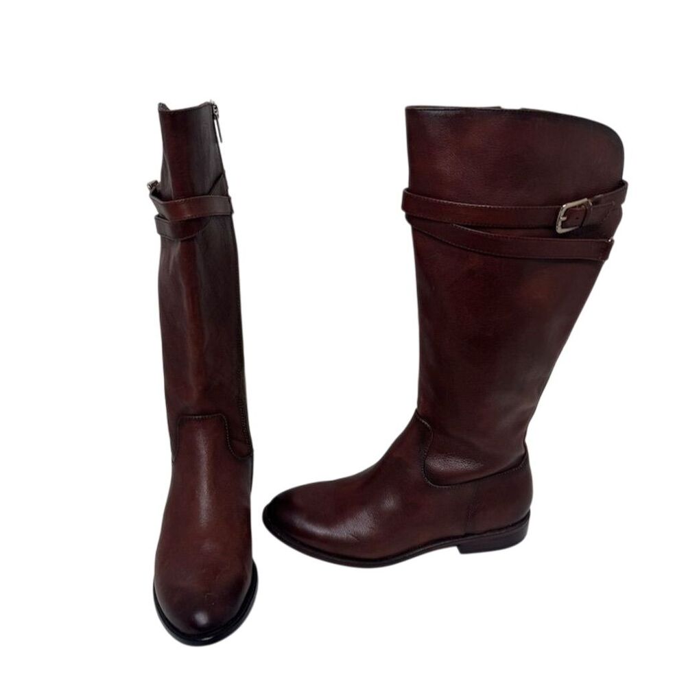 Isola Women's Brown Leather Knee-High Boots Size 8 Casual Zip